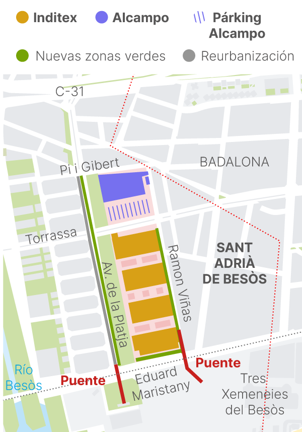 El aparcamiento del actual centro comercial de Alcampo en Sant Adrià de Besòs. (Fuente: El Periódico)