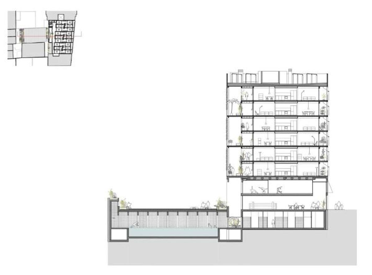 Imagen virtual de la fachada de la nueva promoción de vivienda social de Sant Pau (Fuente: El Periódico)