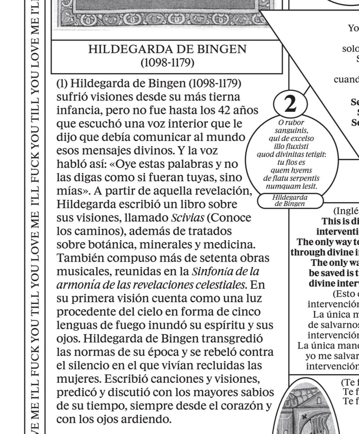 Una imagen de Rosalía en el fanzine, luciendo angelical y terrenal en diferentes momentos. (Fuente: El Periódico)