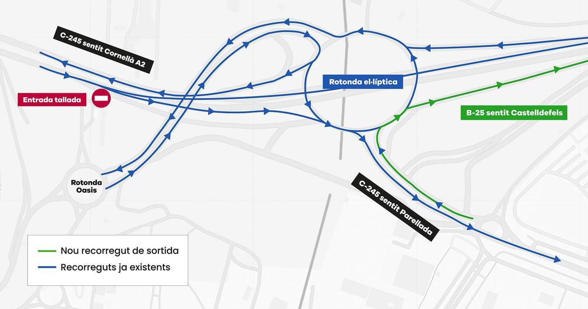 Vista aérea de la B-25 a su paso por Sant Boi (Fuente: El Periódico)