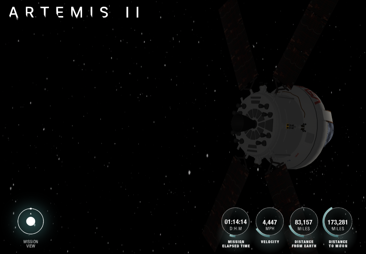 La nave Orión en su viaje a la Luna (Fuente: El Mundo)