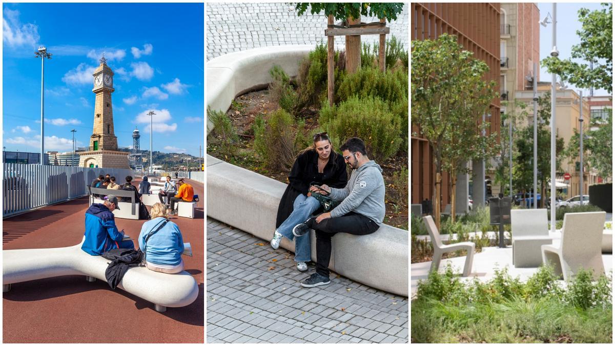 Tres modelos de banco y silla de Escofet en hormigón (Fuente: El Periódico)