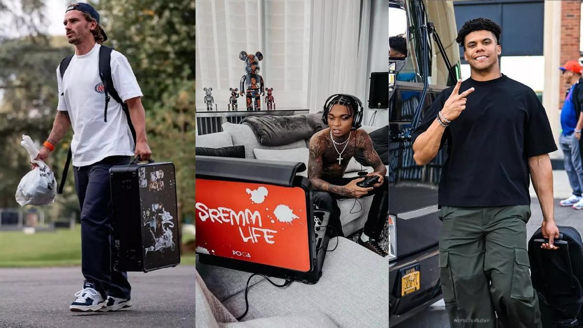 Lamine Yamal sonriendo con su maleta 'Poga Lux' para videojuegos (Fuente: El Periódico)