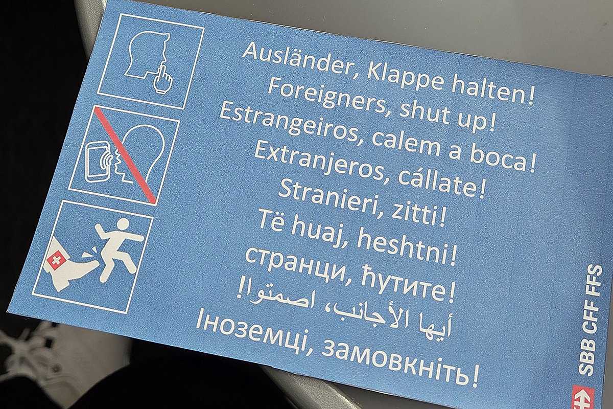 Racismo en Suiza: Tarjetas ofensivas contra españoles en trenes