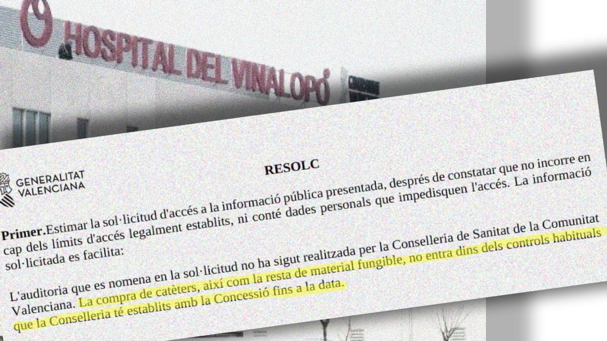 La Generalitat Valenciana admite falta de control en compras de catéteres en hospital privatizado de Elche