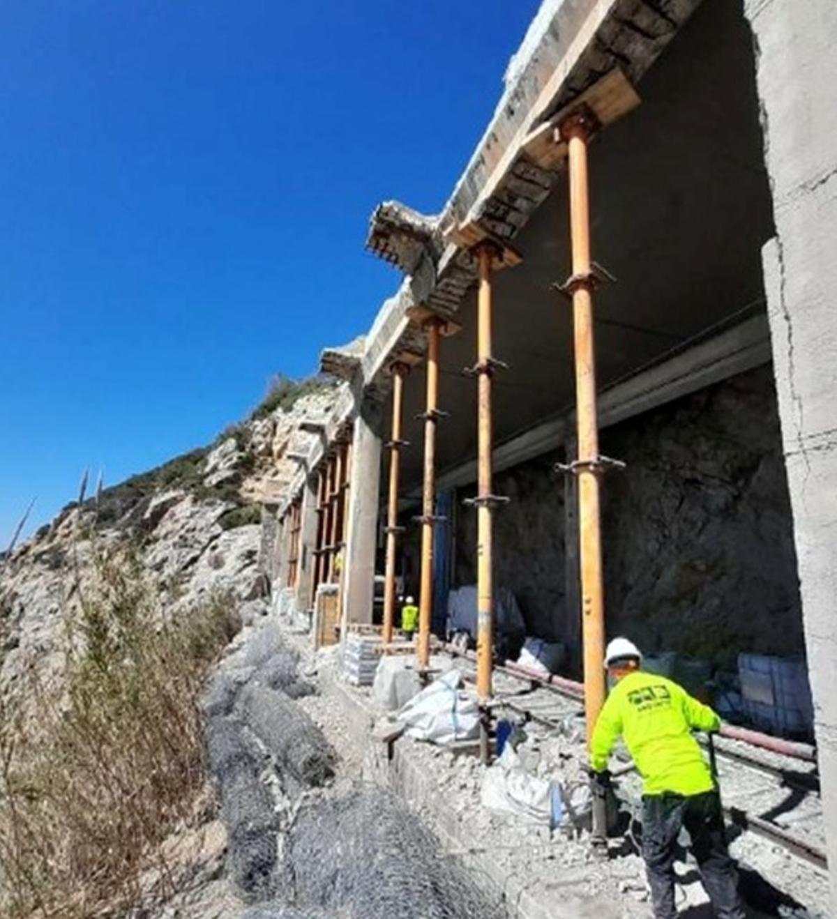 Operarios de Adif talando árboles en la red de Rodalies