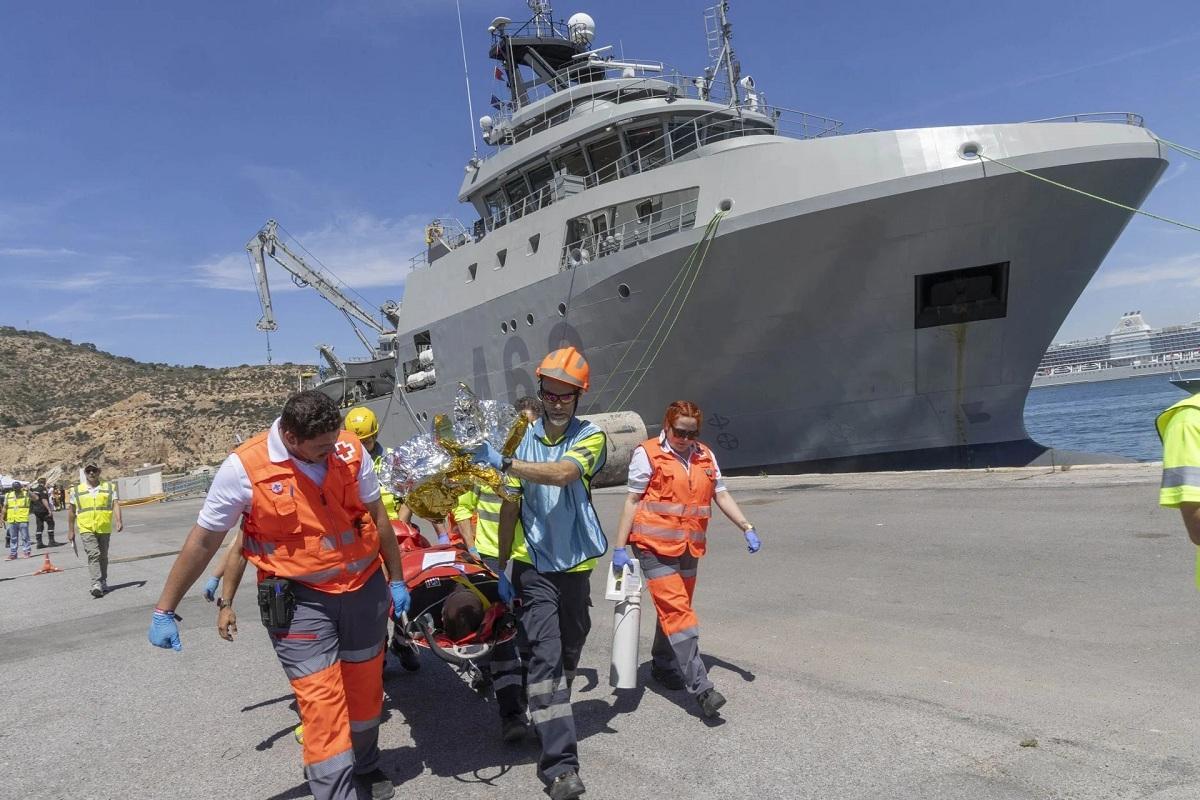 Almirantes de la Armada española en la ceremonia de toma de presidencia del Foro de Guardacostas del Mediterráneo en Málaga