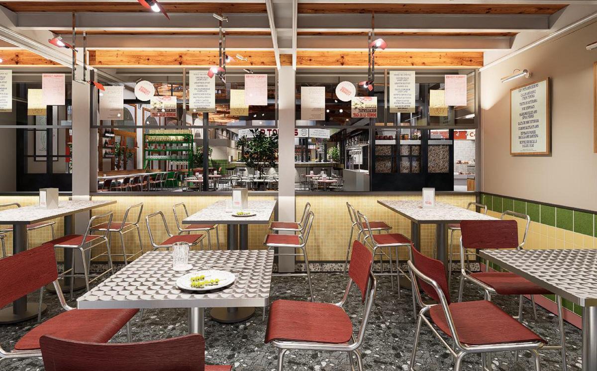 Vista exterior del Mercado de Santa Caterina con la futura terraza de Parada Torres