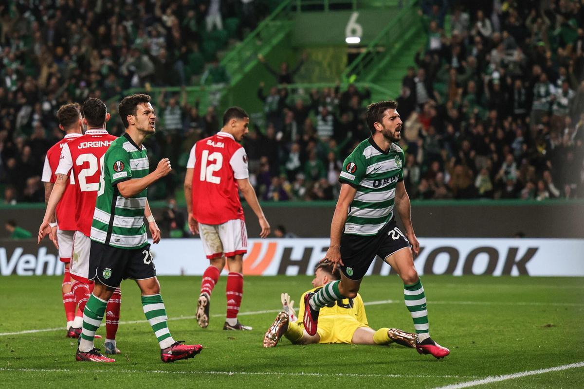 Kai Havertz celebra el gol del Sporting contra el Arsenal en la ida de Champions