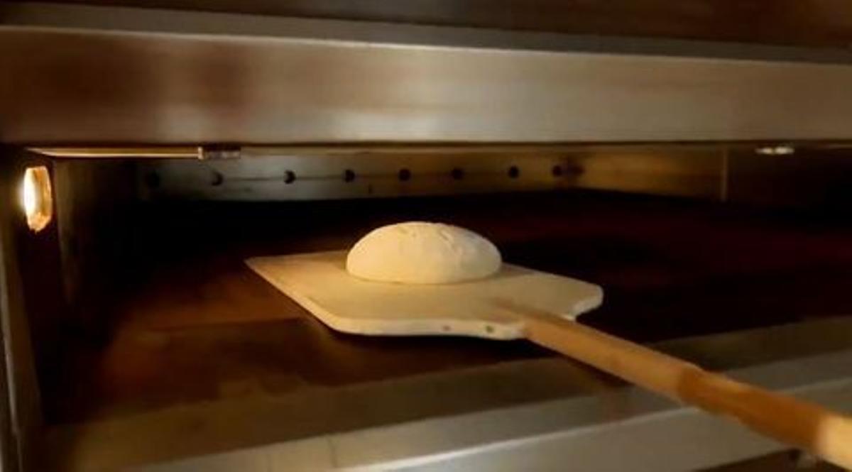 Interior de la panadería UCO Bakery en Palma, con mostrador de panes artesanales