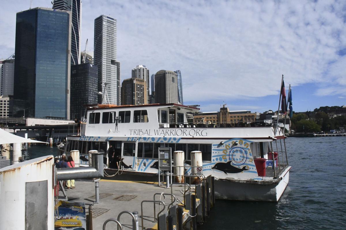 Vista panorámica del puerto de Sídney con la Ópera y el puente, sobre el antiguo valle fluvial de Warrane bajo el agua