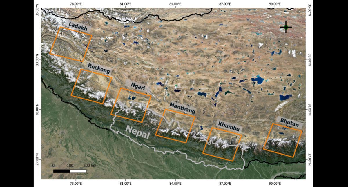 Vista satelital del Himalaya mostrando la expansión verde en zonas de alta montaña