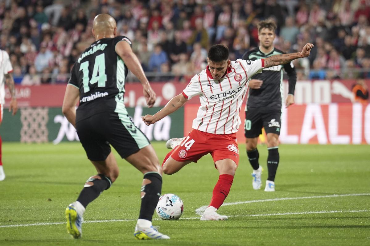 Celebración de Abde tras marcar contra Girona