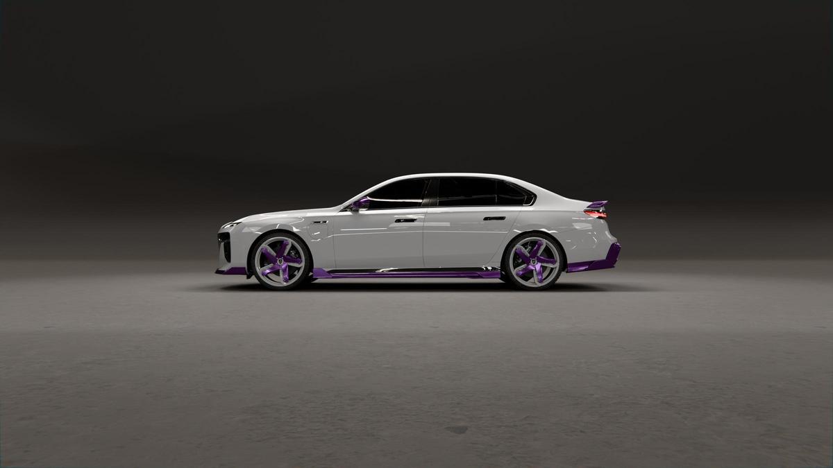 Detalle del difusor violeta de fibra de carbono del kit Larte Performance