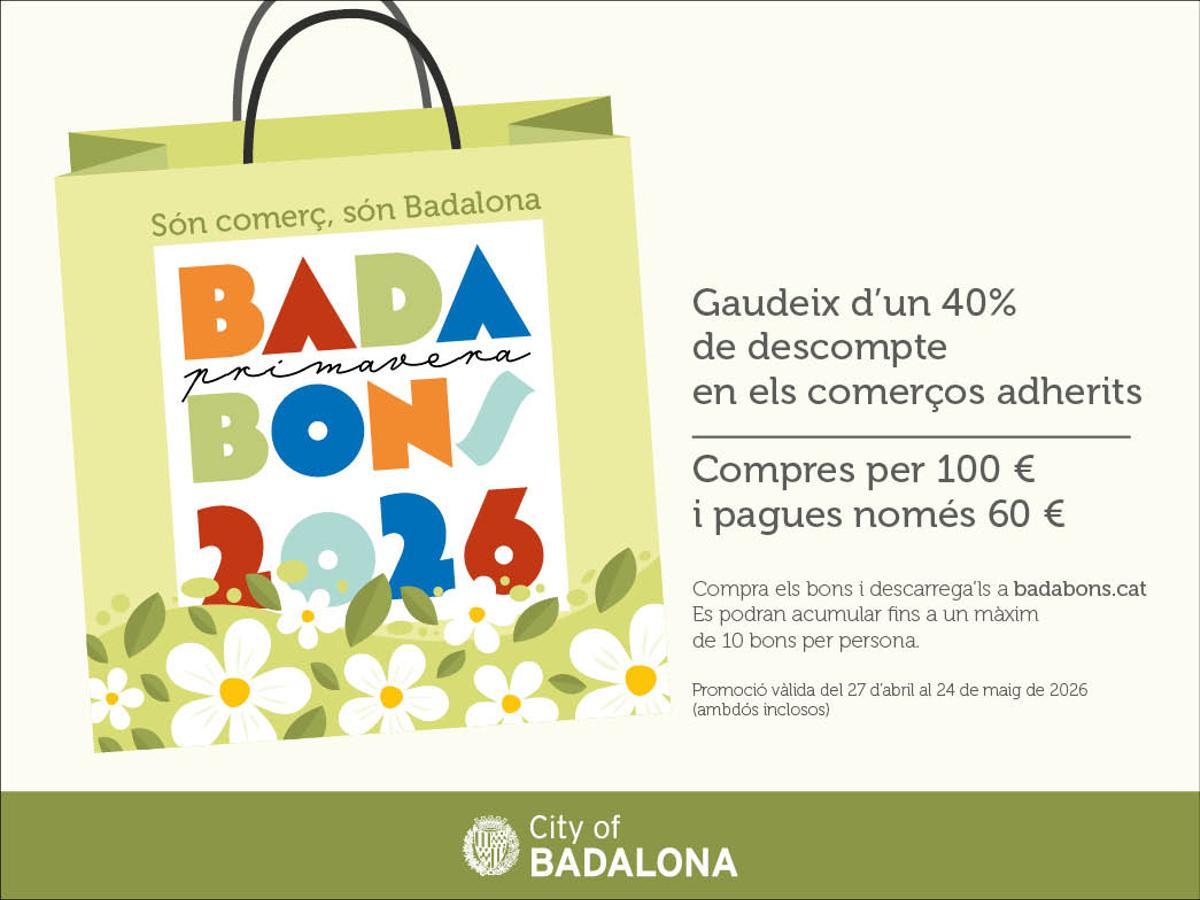Comerciantes de Badalona con carteles de Badabons