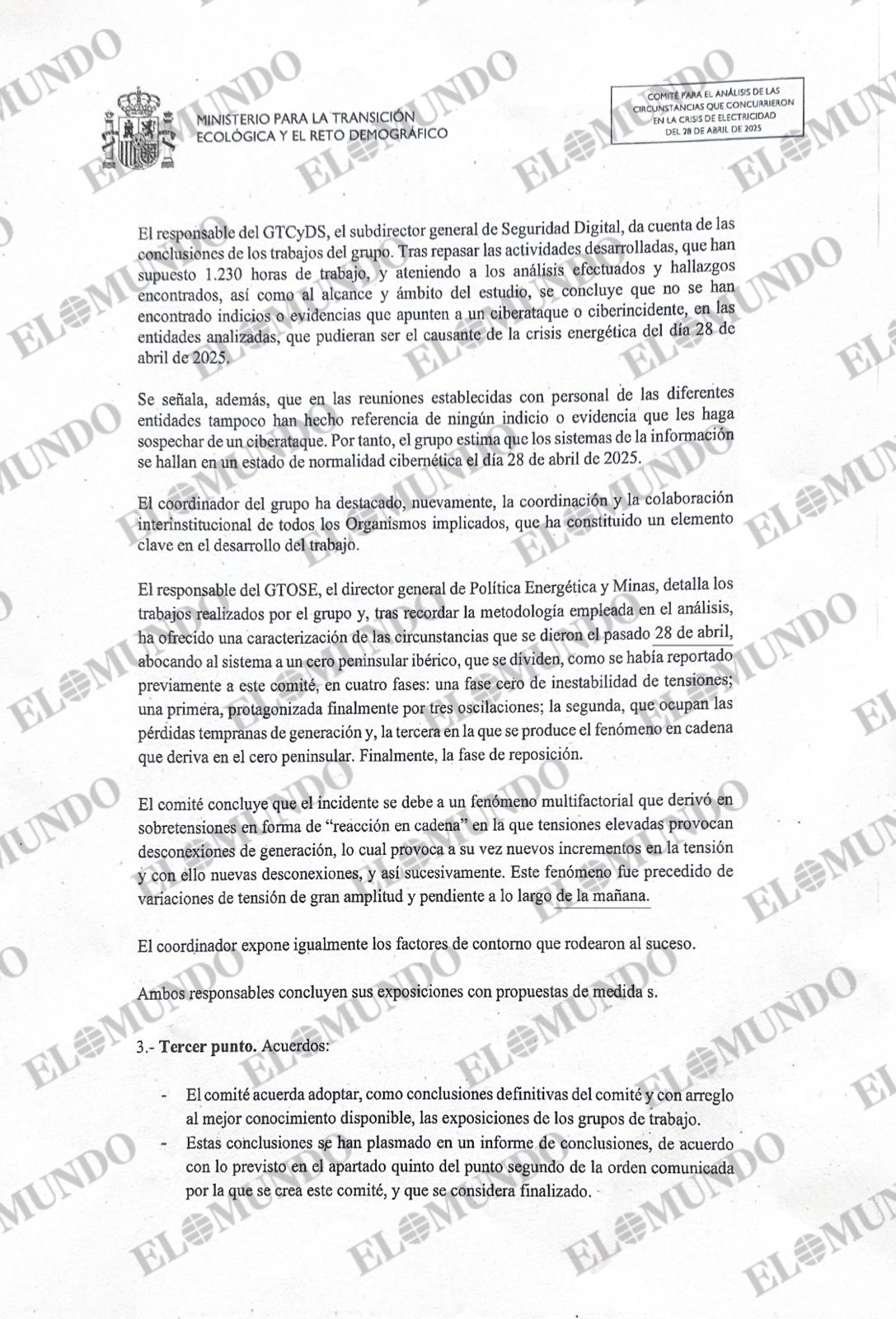 Reunión del comité de investigación del apagón 2025 en la sede de REE