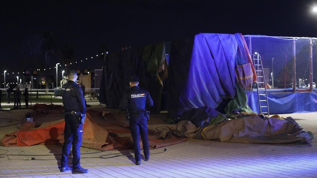Imagen del accidente del castillo hinchable en Mislata