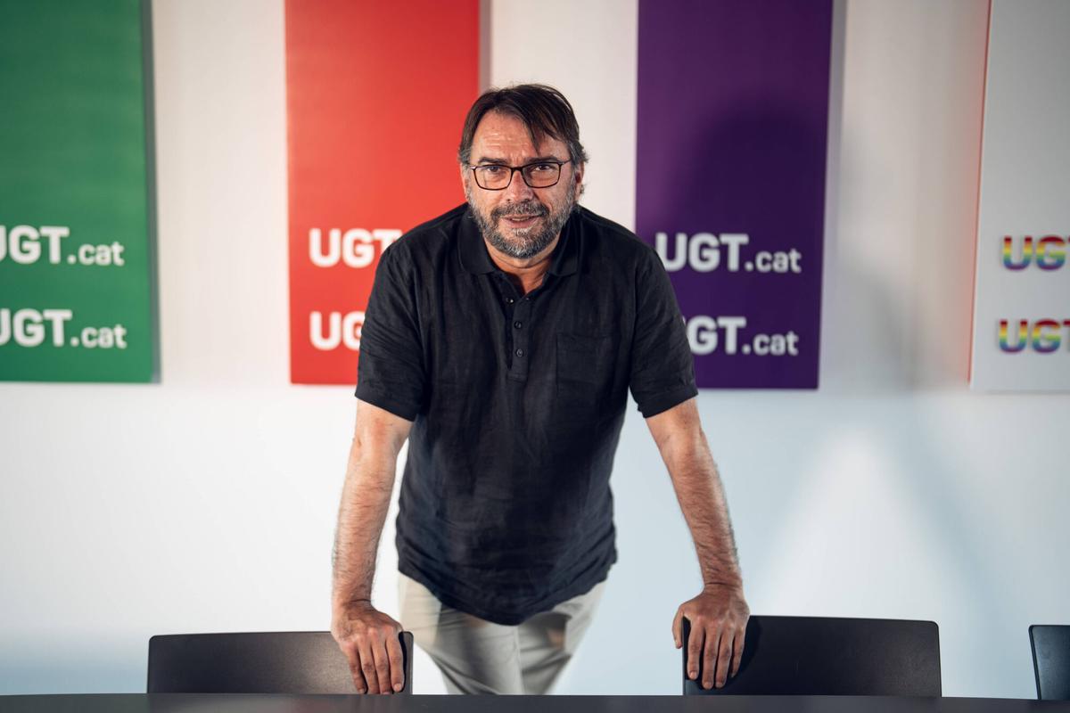 Sede de UGT Catalunya con sus afiliados