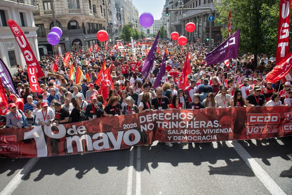 Manifestación del 1 de mayo en Madrid sin líderes sindicales ni Díaz