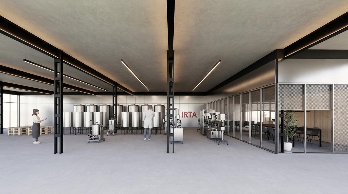 Fachada renovada de la antigua fábrica textil Falbar, sede del futuro ENOLAB.CAT en Falset