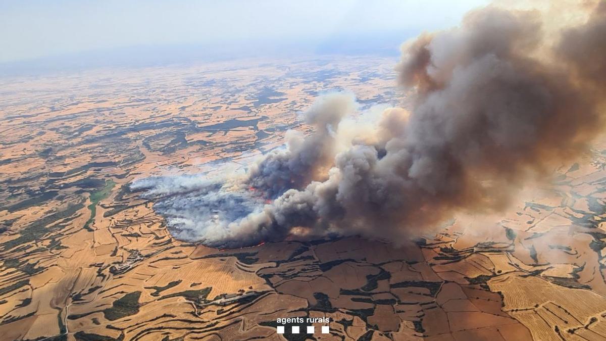 Bomberos trabajando en el incendio forestal de Paüls