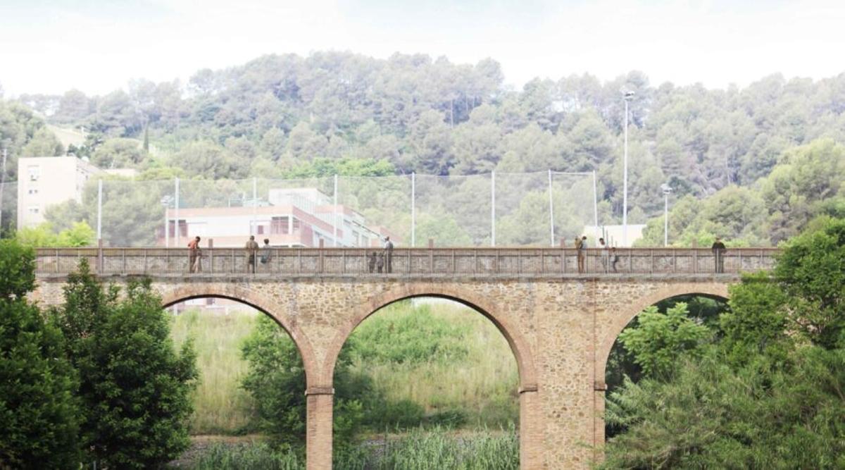Detalle histórico del acueducto de Can Cuiàs, construido en 1860