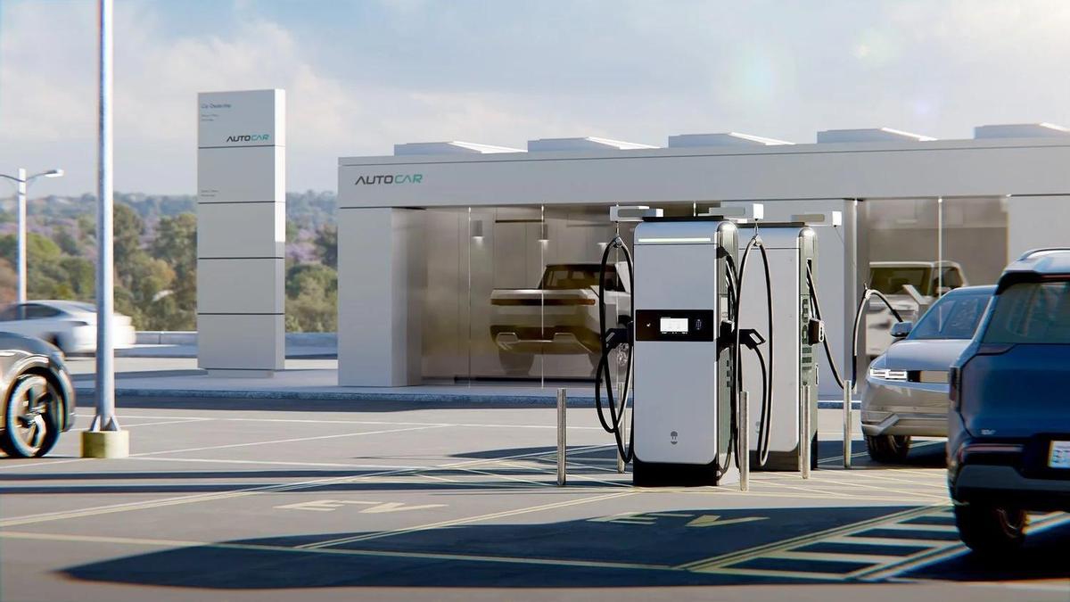 Instalación de cargadores Supernova en la planta de Slate Auto, Warsaw, Indiana