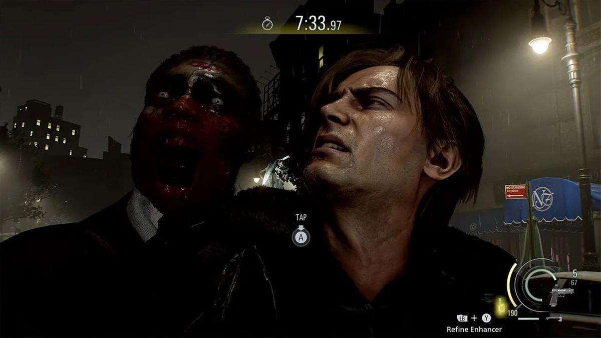 Captura del menú de Resident Evil Requiem mostrando el minijuego Leon Must Die Forever