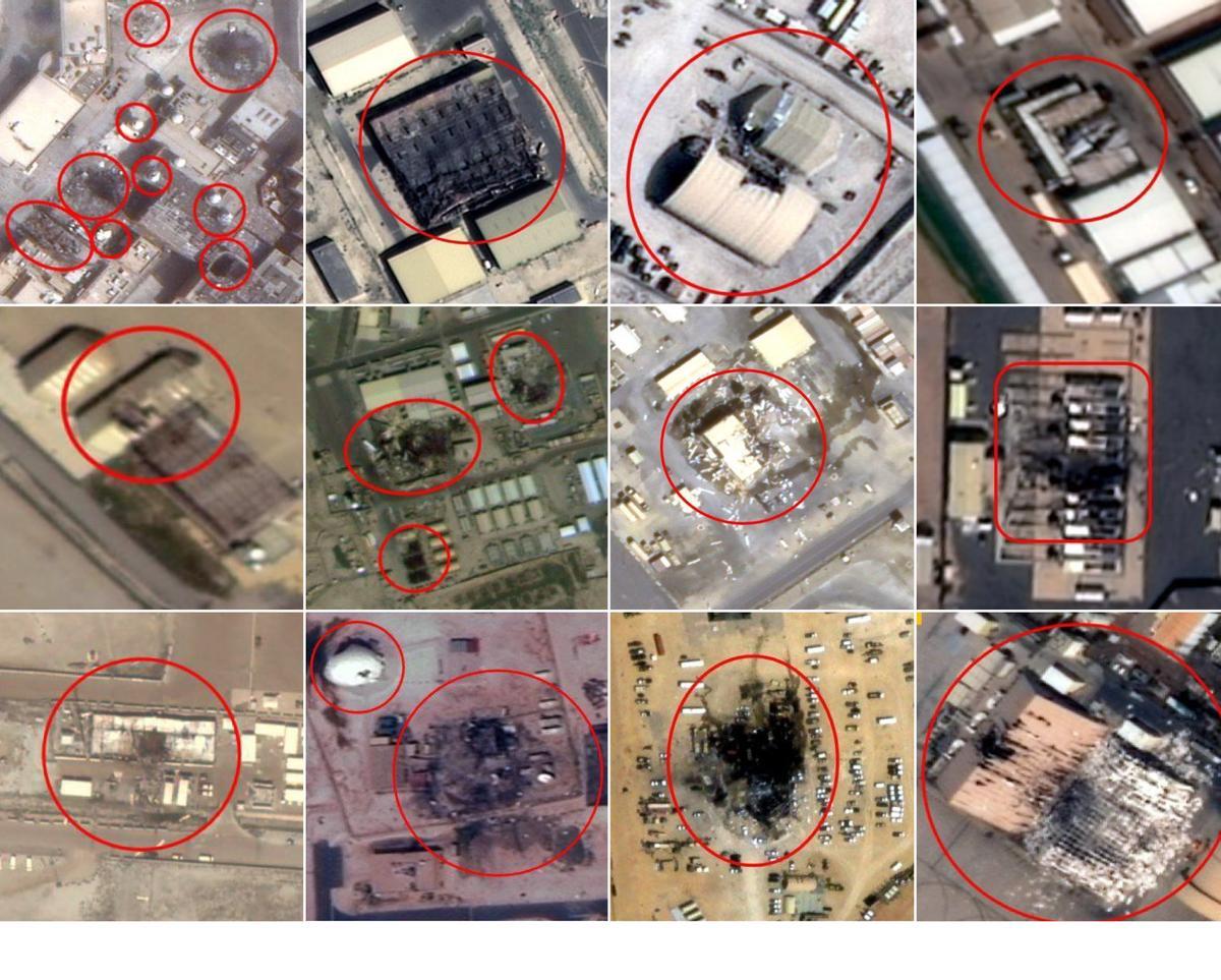 Imagen satelital que muestra la base Prince Sultan con restos del avión E‑3 Sentry derribado