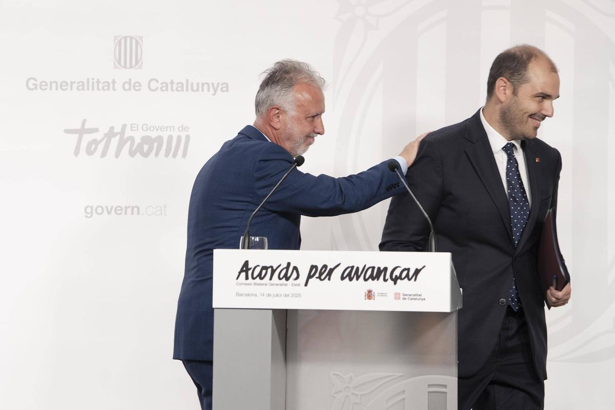 Reunión del Govern y ERC anunciando la Comisión Bilateral para el pacto presupuestario 2026