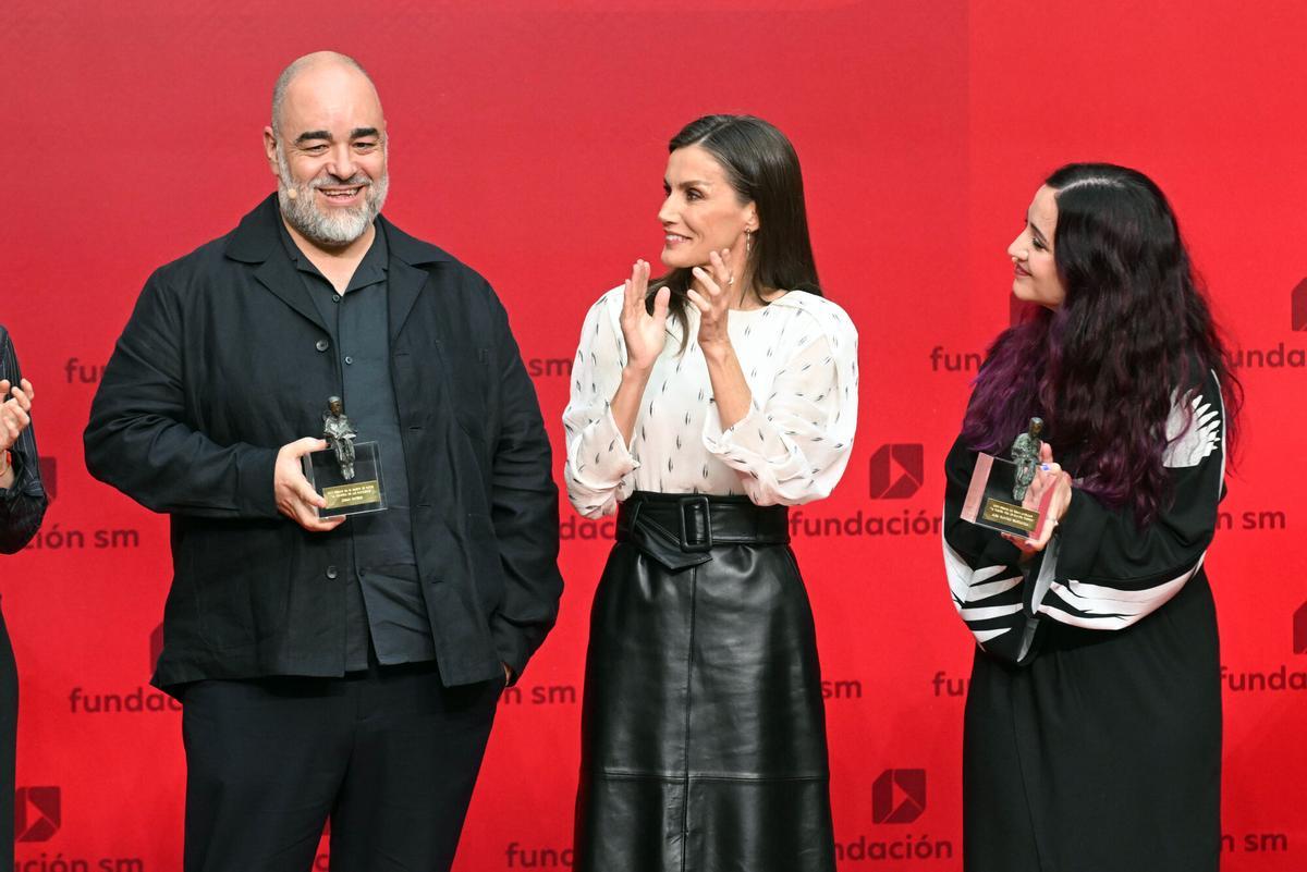 Reina Letizia hablando en la gala de los Premios SM 2026 en la Real Casa de Correos de Madrid