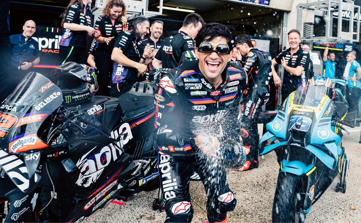 Jorge Martín celebra su victoria en el GP de Francia en Le Mans