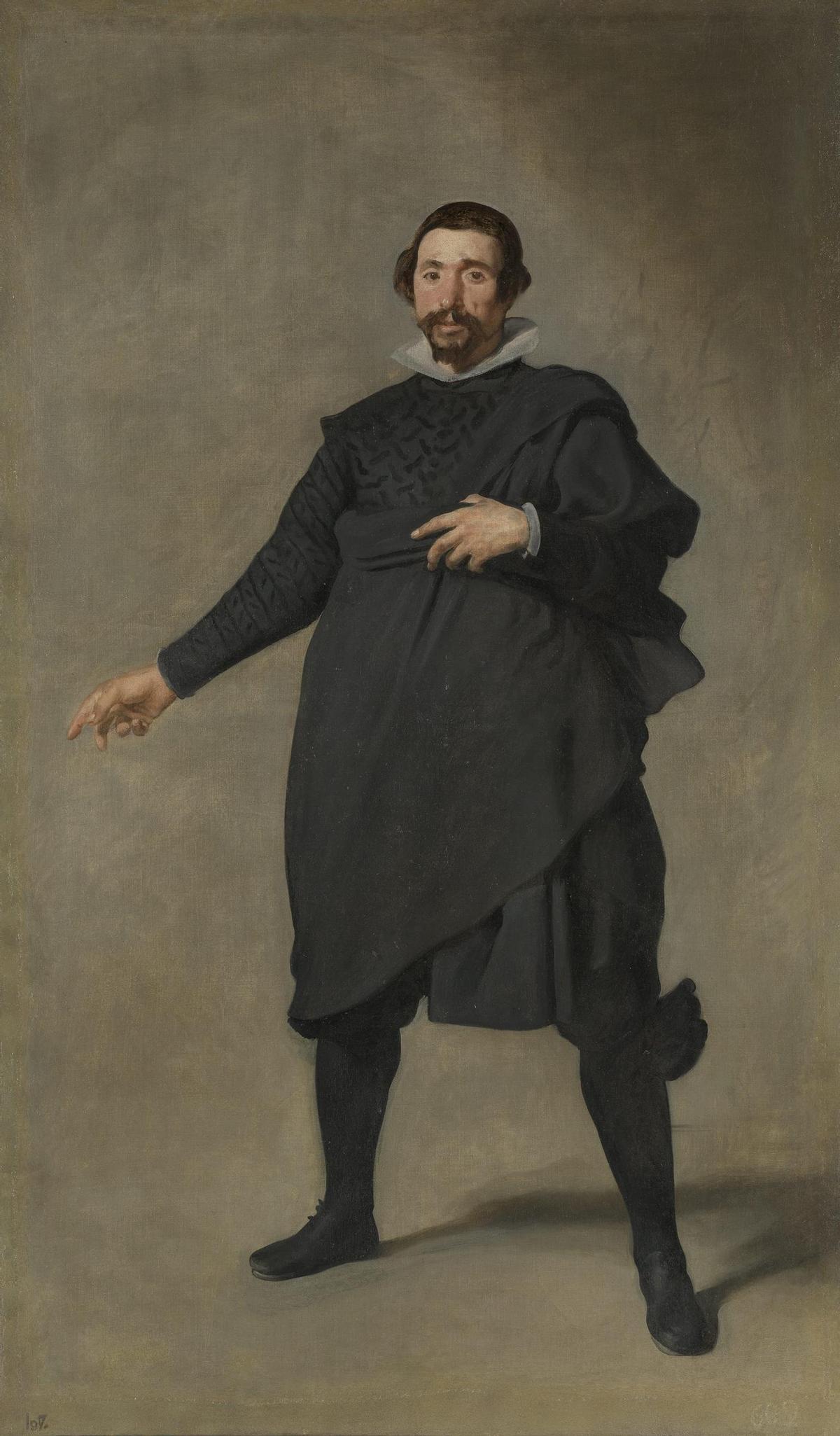 Detalle del retrato de Pablo de Valladolid restaurado, mostrando la luz que envuelve al bufón