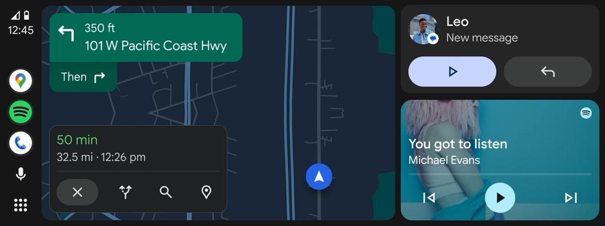 Pantalla de Android Auto con nuevo diseño Material 3