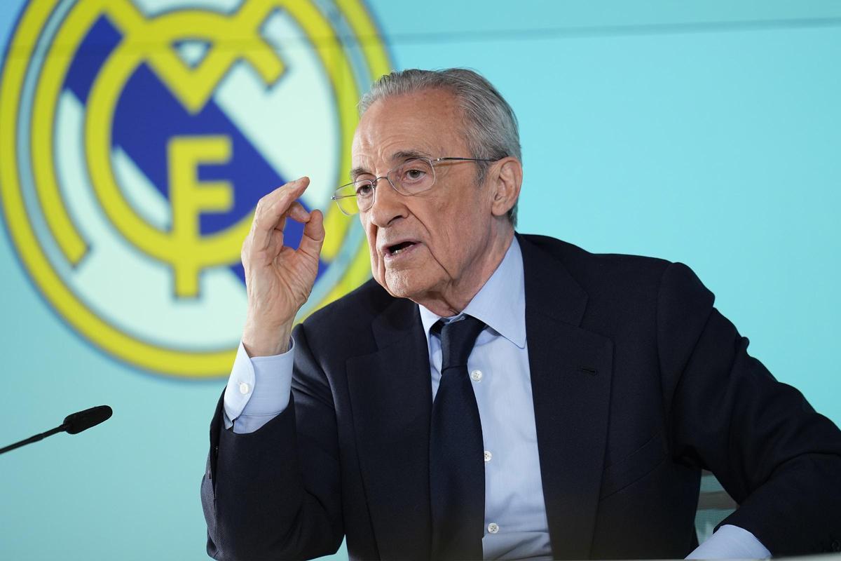 Florentino Pérez en la rueda de prensa donde anunció las elecciones del Real Madrid