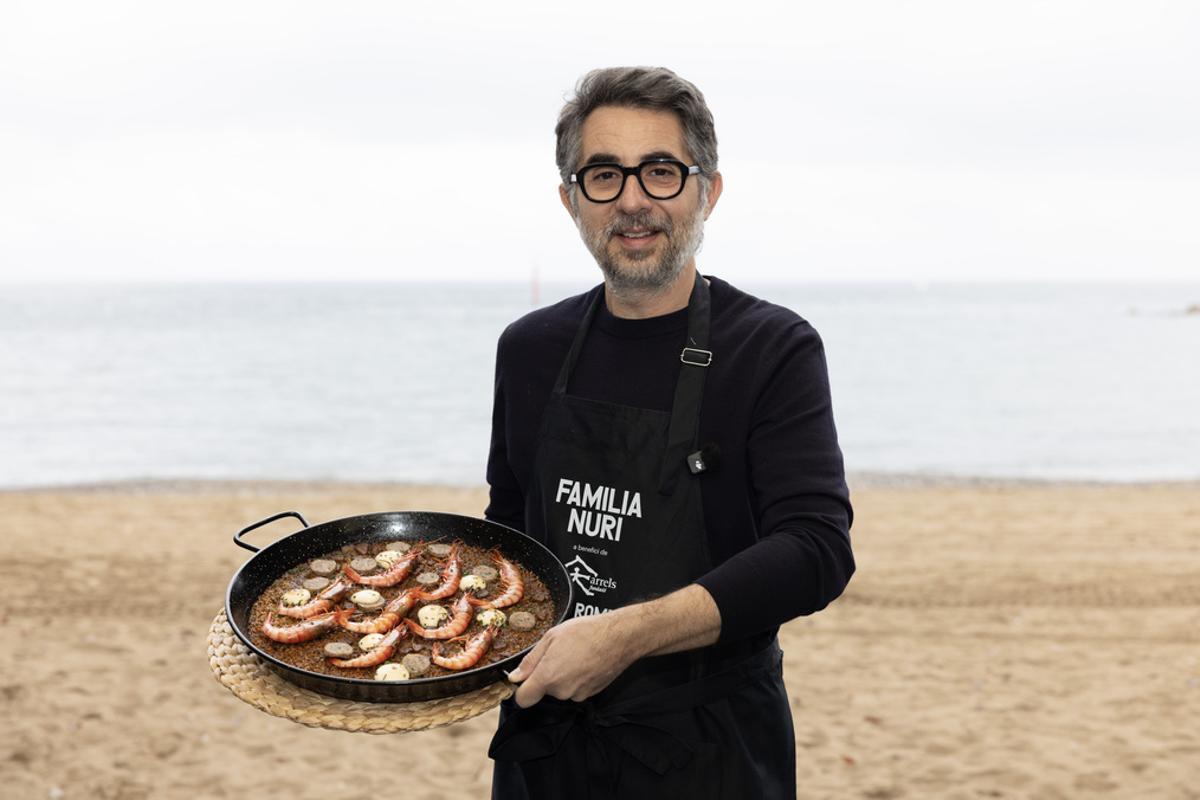 Berto Romero en la presentación de la receta solidaria de Padrins Arrossaires 2026 en Barcelona