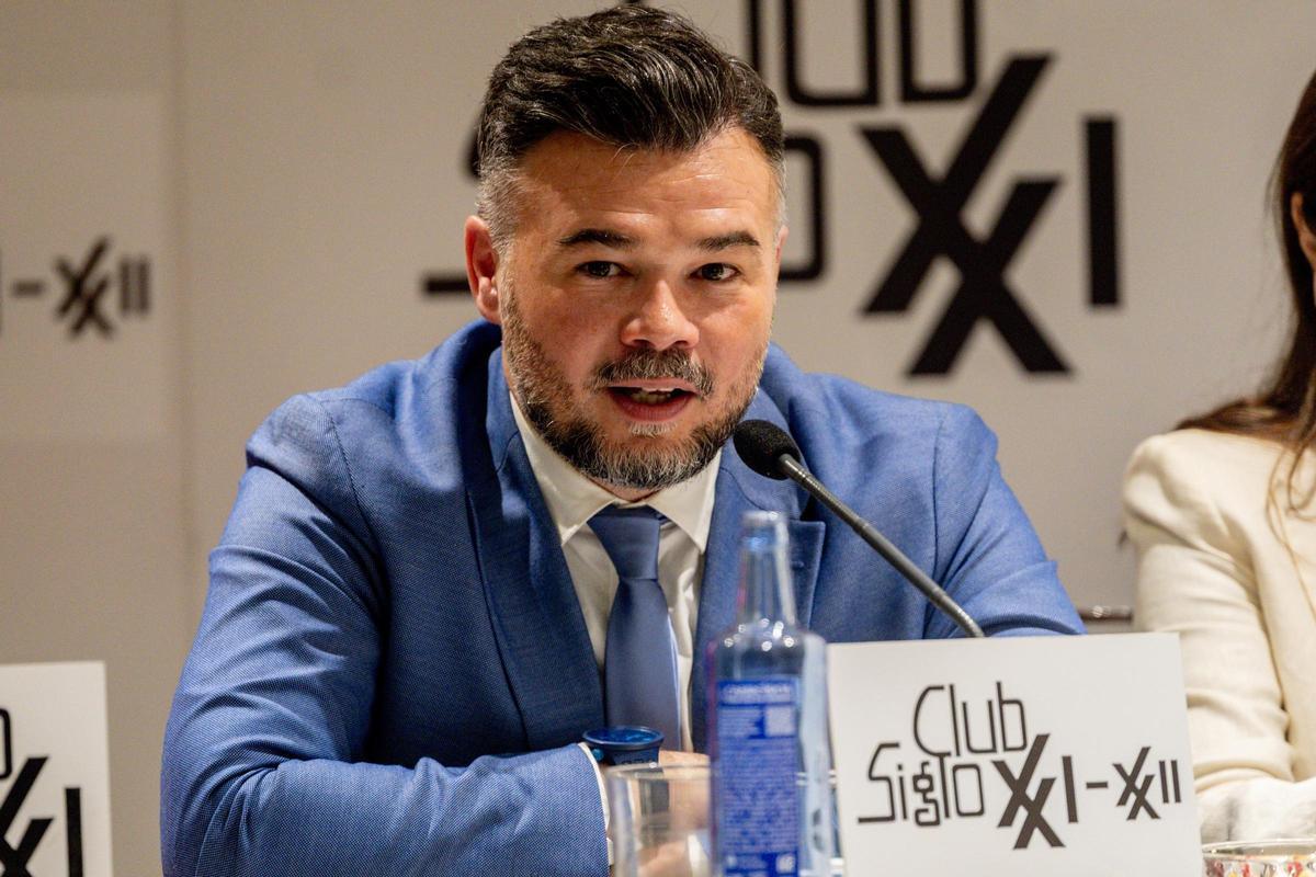 Gabriel Rufián en conferencia de prensa en Madrid