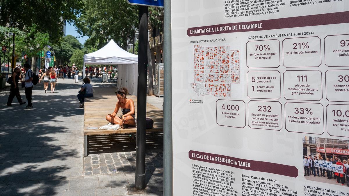 Mapa de la Dreta de l'Eixample con fincas en proceso de especulación