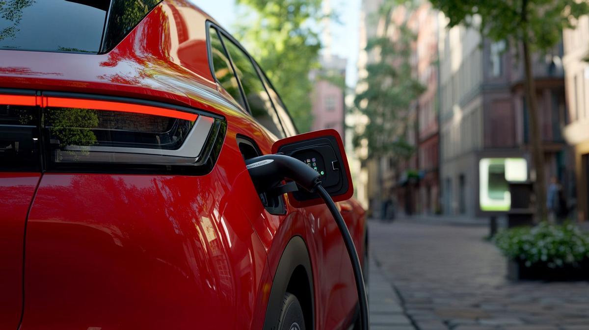 Coche híbrido en una carretera española, representando la creciente cuota de mercado de los vehículos híbridos en 2026