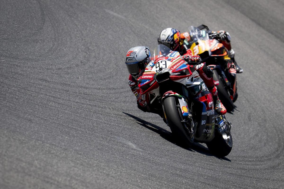 Marc Márquez en su Ducati en el circuito de Balatón, Hungría