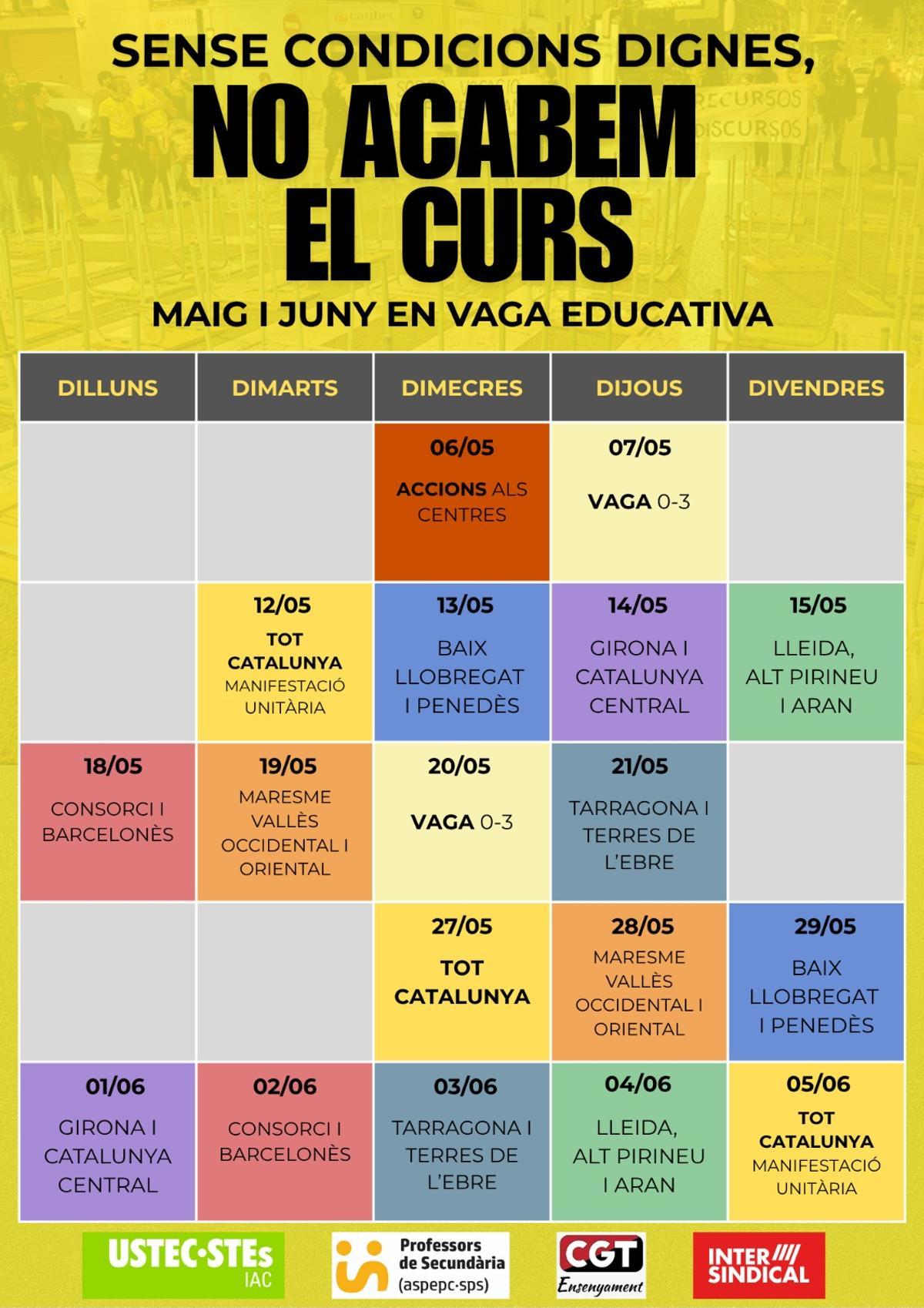 Huelga de profesores en Cataluña se mantiene en Lleida y Aran el 4 de junio