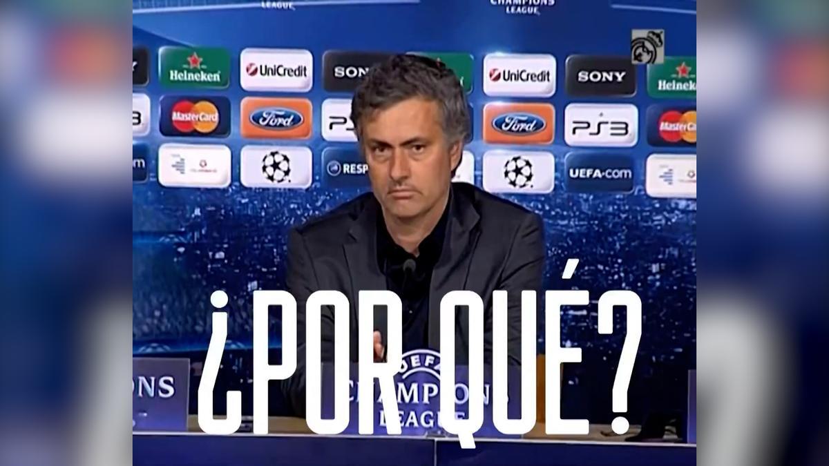Florentino Pérez en la rueda de prensa tras la reelección, con el escudo del Real Madrid de fondo
