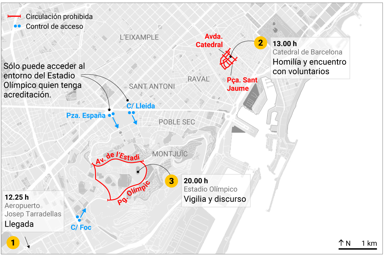 Papa León XIV desembarcando en el Aeropuerto de Barcelona