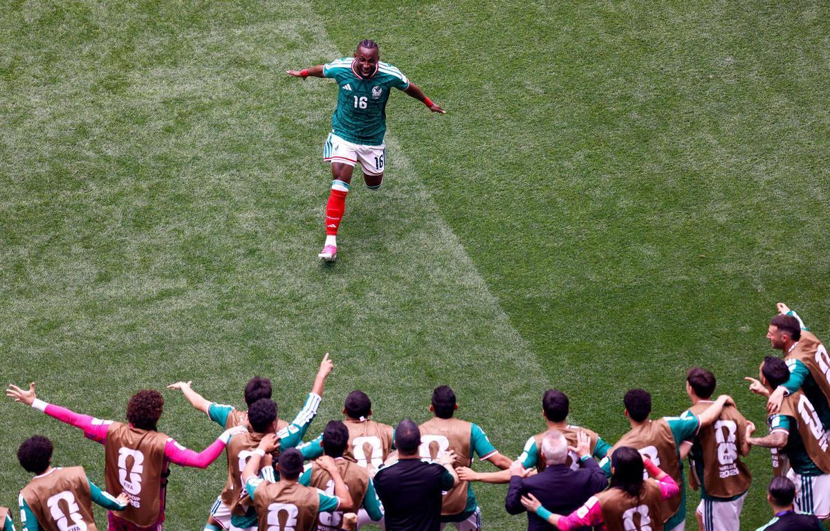 Julián Quiñones celebra el gol de apertura del Mundial 2026 contra Sudáfrica