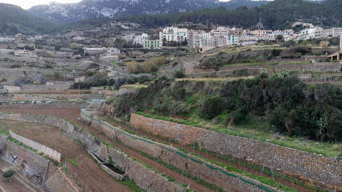 Vista aérea de una villa de lujo en la Serra de Tramuntana, Mallorca